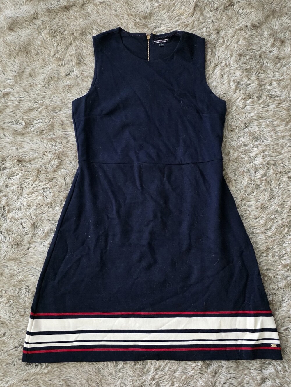 Tommy Hilfiger Sleeveless Navy Mini Dress with Cream & Red Trim Women's Size XL